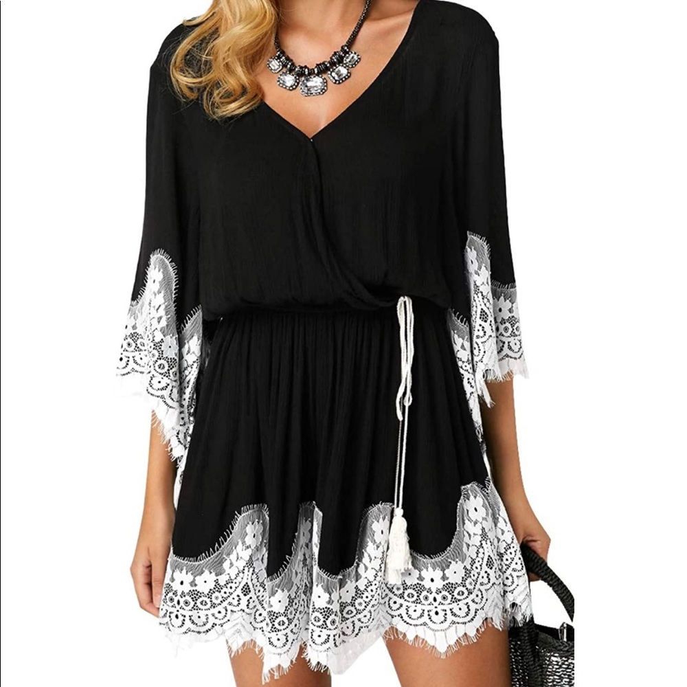 Carprinass Women's Chic Wrap Front Casual Short Jumpsuits Shirts Rompers
